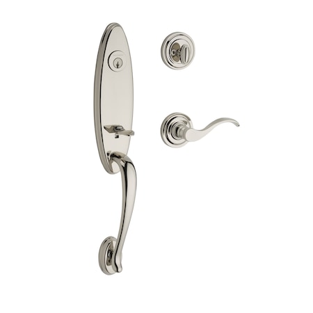 Baldwin Single Cylinder Chesapeake Handleset LH Curve Lever, Bright Nickel SCCHEXCURLTRR055